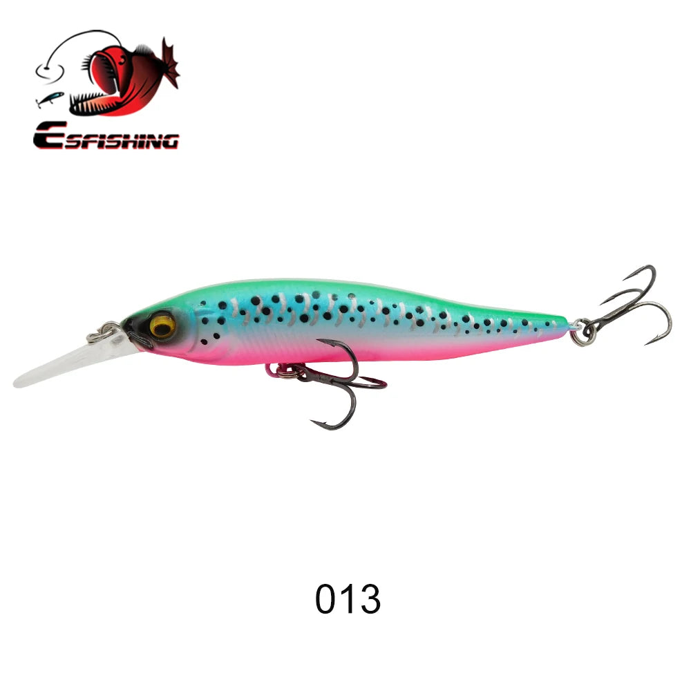 ESFISHING 75 mm Hard Minnow Lure – 7.1 g Slow-Floating Crankbait (28 Colours, 0–2.4 m Depth)
