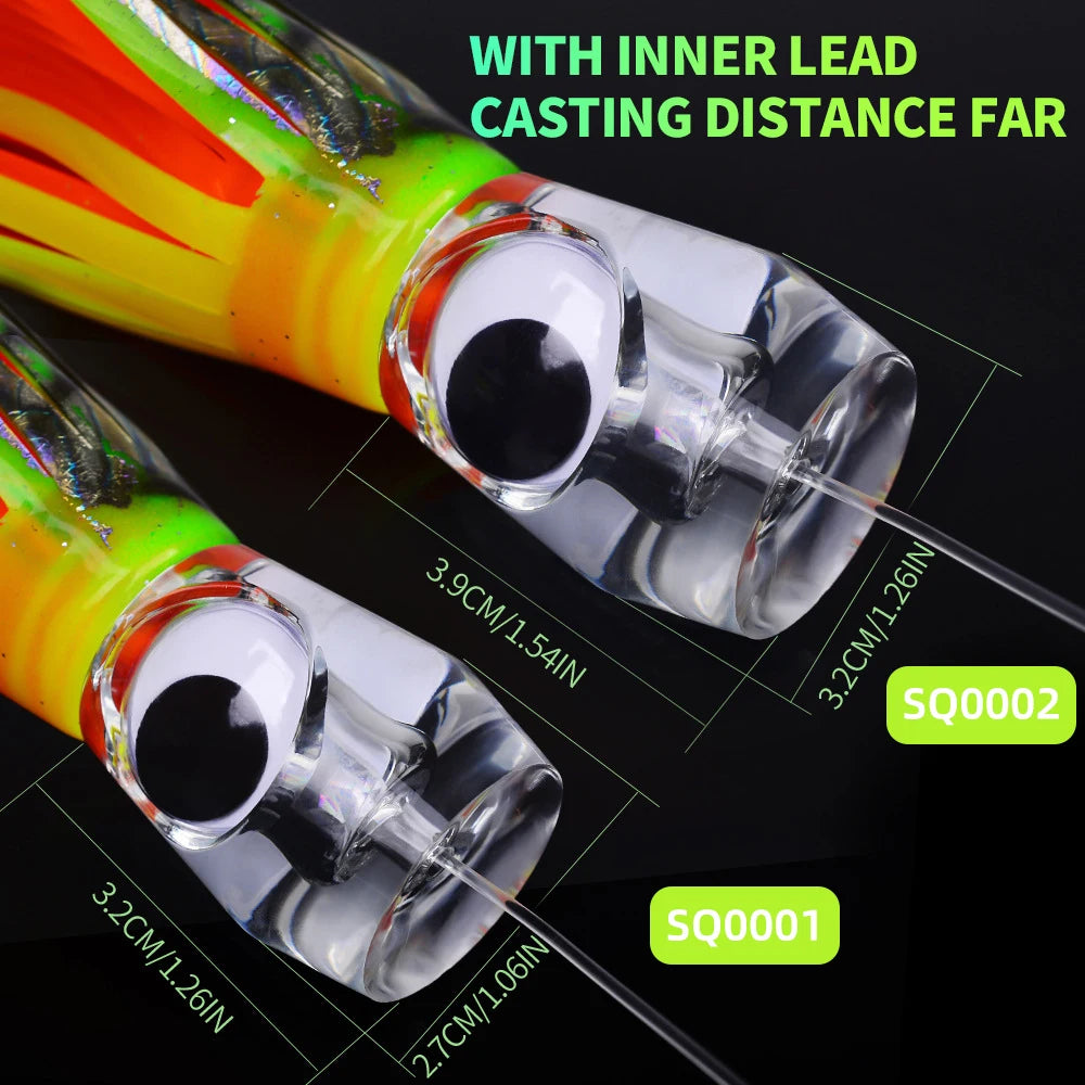 Octopus Skirt Trolling Lures (5-Pack) | 70g / 96g Resin Head | Fast-Sinking Deep Sea Baits for Tuna