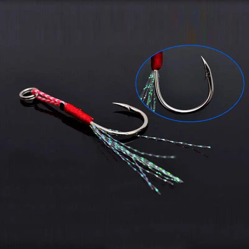 50–80 pcs Jigging Assist Hooks – Barbed Single Jig Hooks for Saltwater & Freshwater Fishing