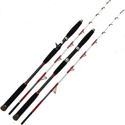 Deep Strike Carbon Jigbait Rod | 2-Piece Slow Action | 25–30lb Power | Boat & Rock Fishing