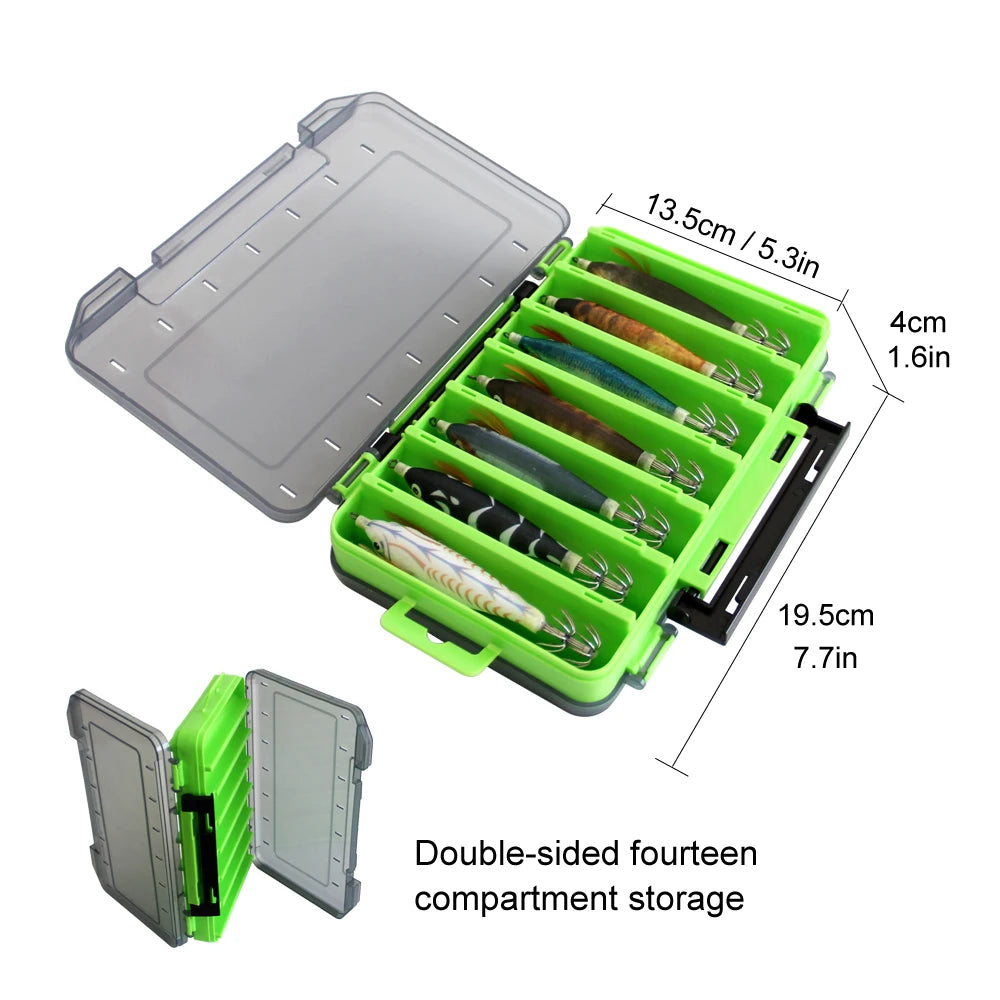 Luminous Wooden Squid Jigs (14-Pack) | 10cm 9g | Shrimp Body | 3D Eyes | Squid, Octopus & Cuttlefish Lures