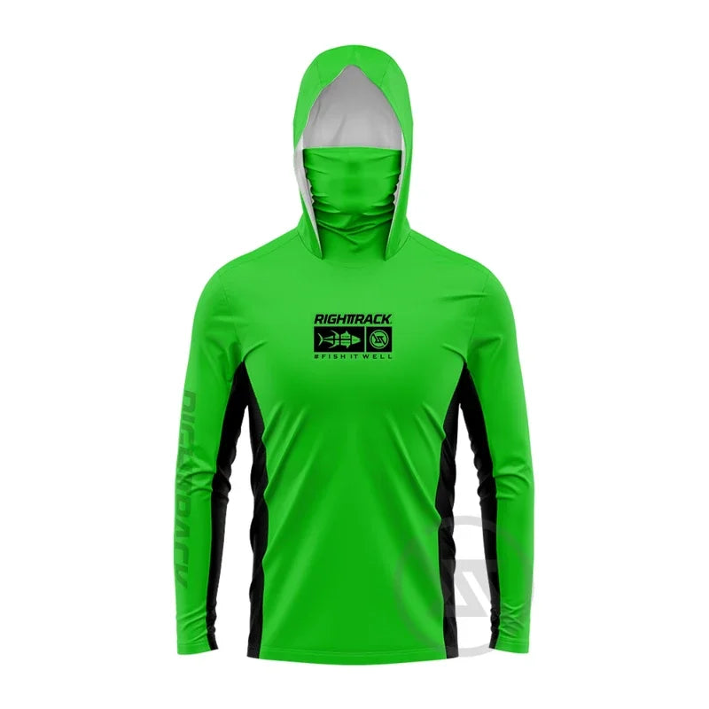 Fishing Hoodie with Built-In Mask – UPF 50+ Sun Protection, Quick-Dry & Breathable Fabric