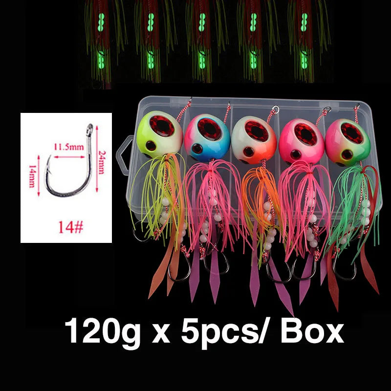 5-Piece Tai Kabura Slider Jig Set – 60–200 g Saltwater Bottom Fishing Lures