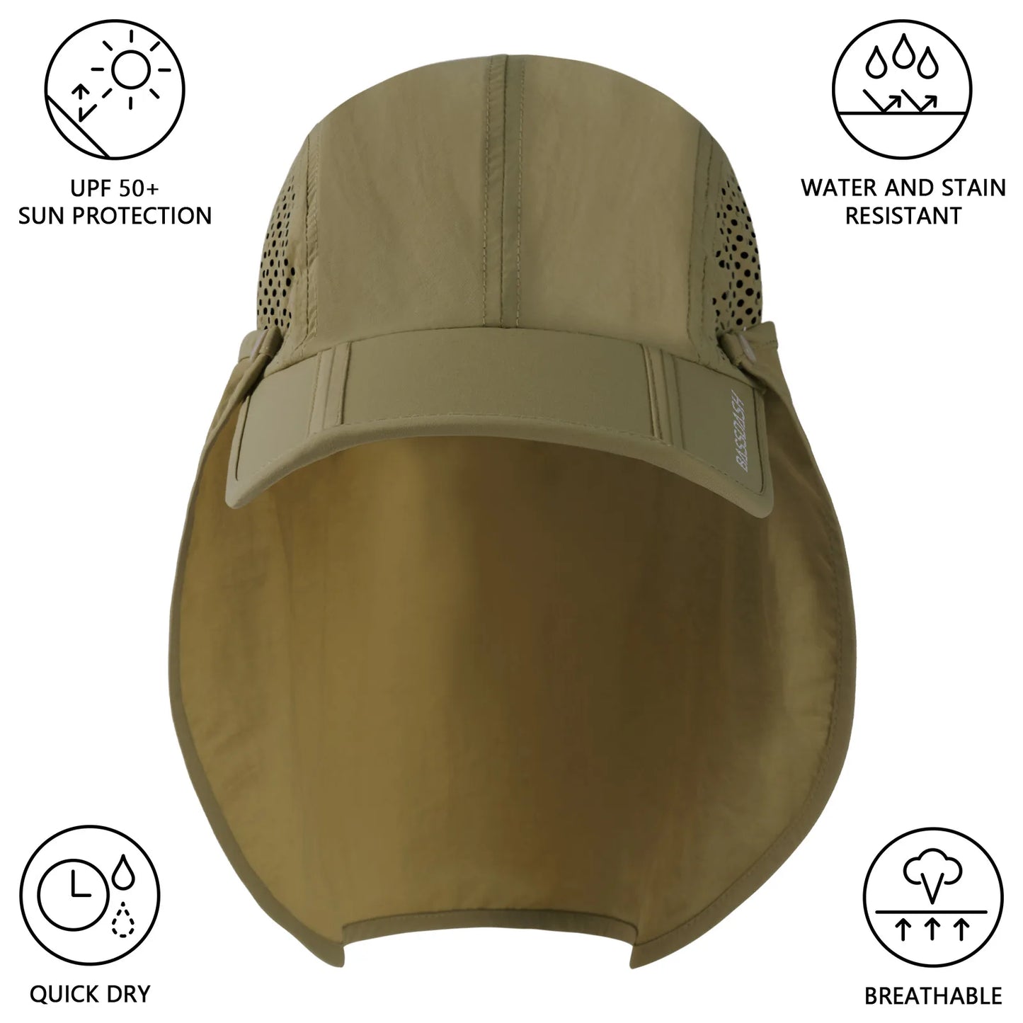 UPF 50+ Foldable Fishing Cap with Removable Neck Flap