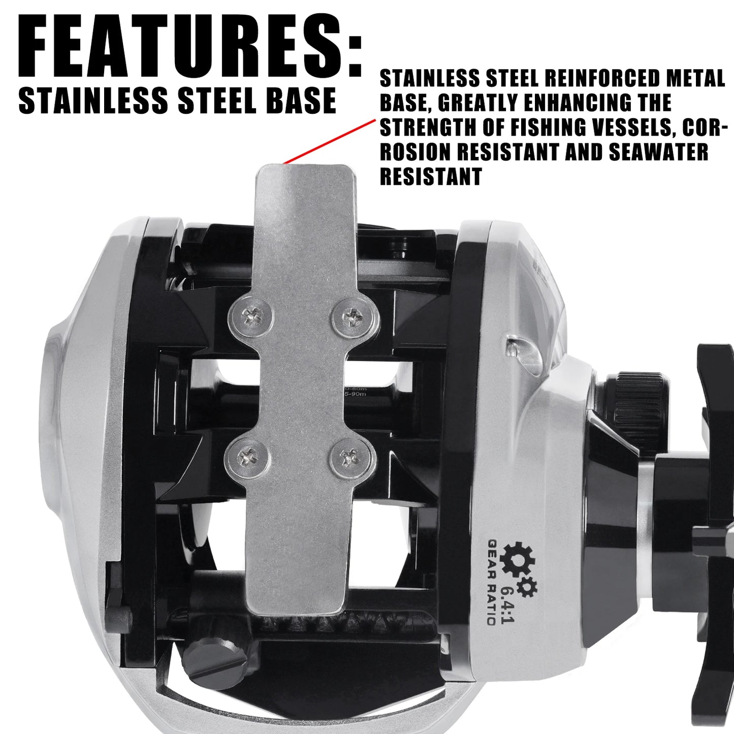 SAMOLLA Heavy-Duty Baitcasting Reel | 6.3:1 Gear Ratio | 15KG Max Drag | Waterproof | Saltwater & Catfishing Reel