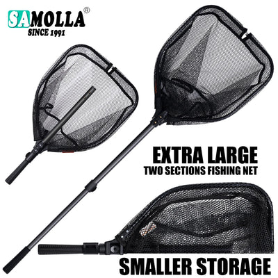 SAMOLLA Telescopic Fishing Landing Net | 130cm | Small Mesh | Retractable Hand Net