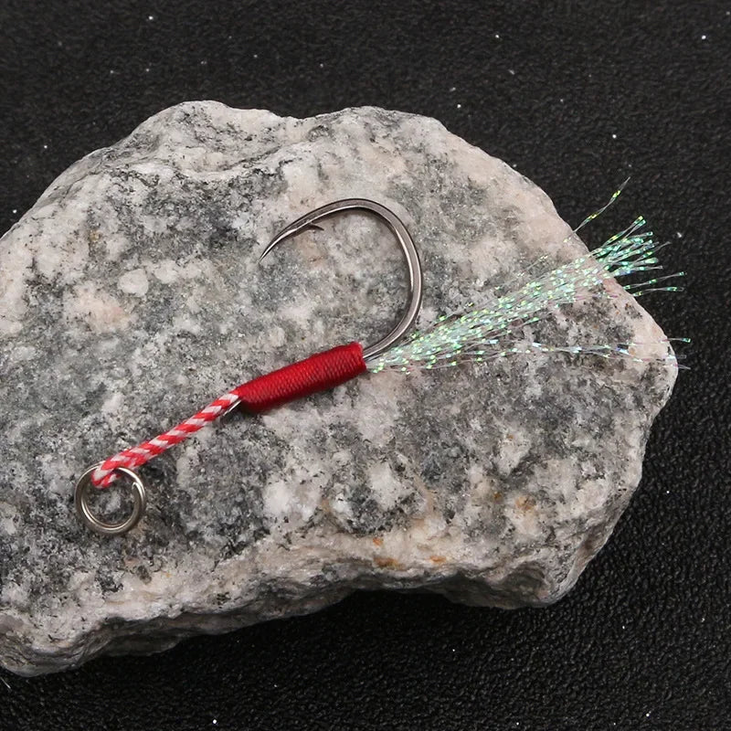50–80 pcs Jigging Assist Hooks – Barbed Single Jig Hooks for Saltwater & Freshwater Fishing