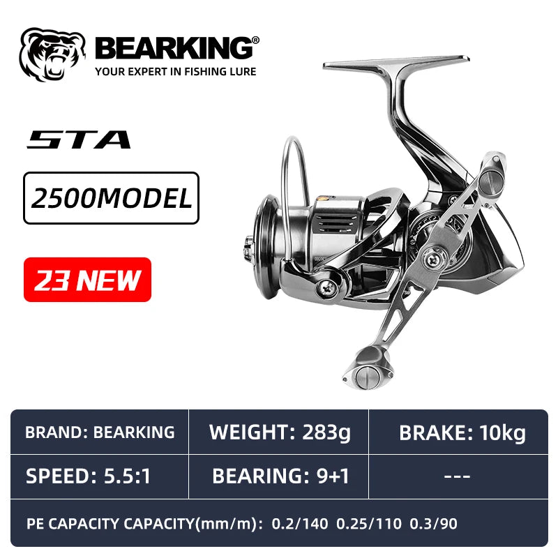 BEARKING 9+1 Stainless-Bearing Spinning Reel – 5.5:1 Gear Ratio, 7 kg Max Drag