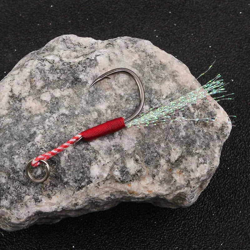 50–80 pcs Jigging Assist Hooks – Barbed Single Jig Hooks for Saltwater & Freshwater Fishing