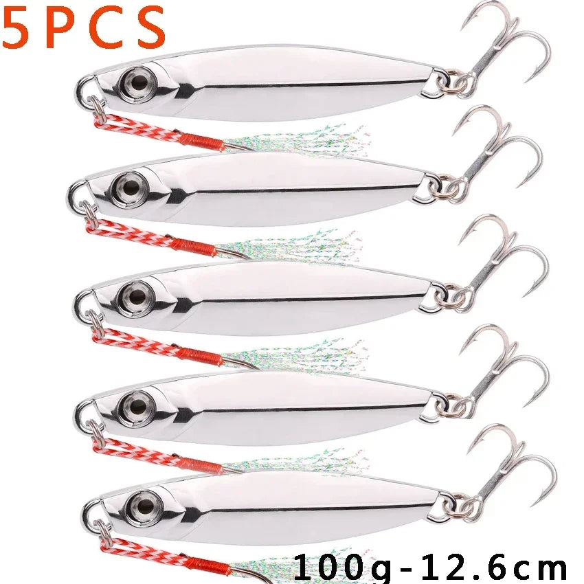 5-Piece Slow Jigging Lure Set – 60–100 g Metal Jigs (Saltwater Ready)