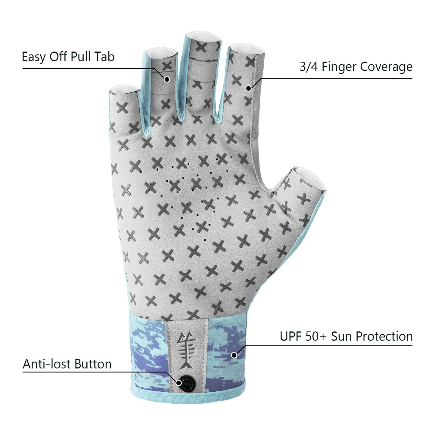 BASSDASH 3/4 Finger UPF 50+ Sun Gloves – Breathable & Anti-Slip
