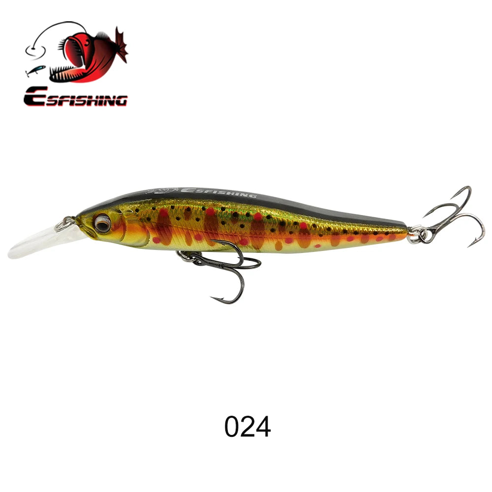 ESFISHING 75 mm Hard Minnow Lure – 7.1 g Slow-Floating Crankbait (28 Colours, 0–2.4 m Depth)