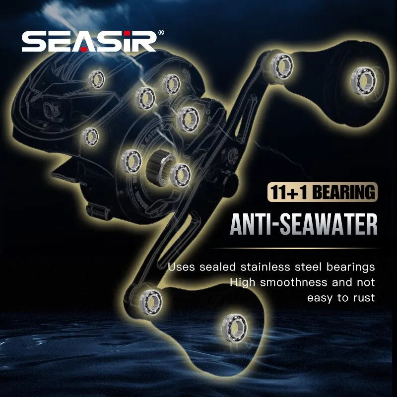 Seasir Megacuda Saltwater Baitcasting Reel 15KG Drag 6.5:1 11+1 BB