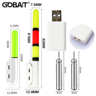 Upgraded LED Night Fishing Float Set | USB Rechargeable | CR425 Battery Included