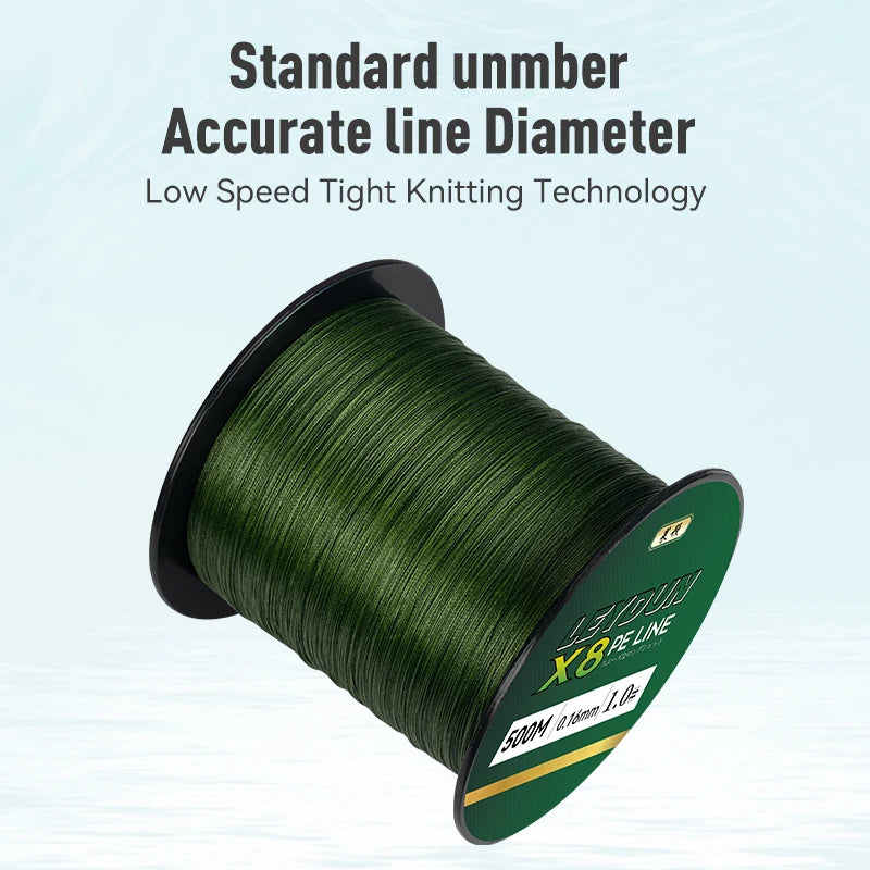 LEYDUN X8 Braided Fishing Line | 500m | 8-Strand PE | Super Smooth Multifilament