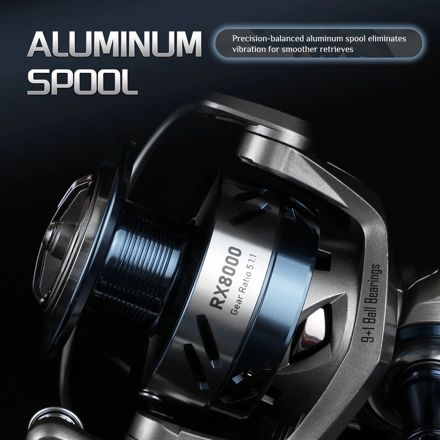 Rooblinos RX Spinning Reel | Ultralight Metal Body | 5.1:1 Gear Ratio | Sizes 4000–8000 | Freshwater & Saltwater