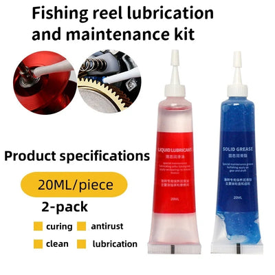 Fishing Reel Maintenance Kit | Protective Grease 20ml + Bearing Lubricant Oil 20ml | Reel Care & Service Kit