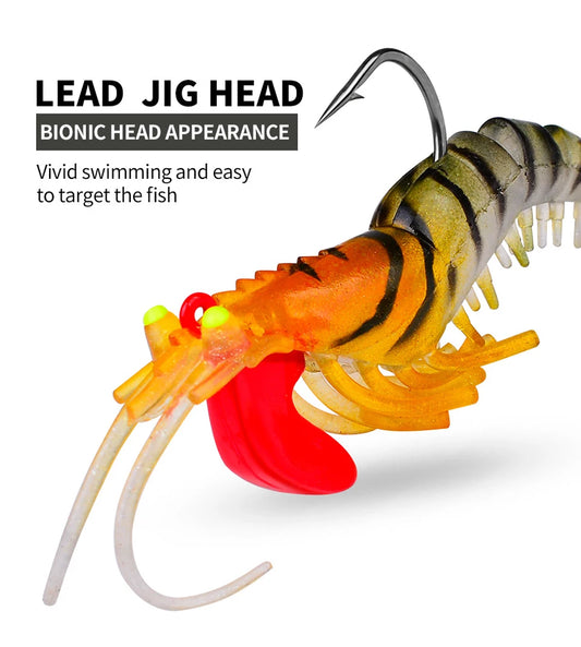 THORFORCE Luminous Shrimp Soft Bait – 7.3–13.5 cm / 6–19 g (Glow Effect, Saltwater & Freshwater)