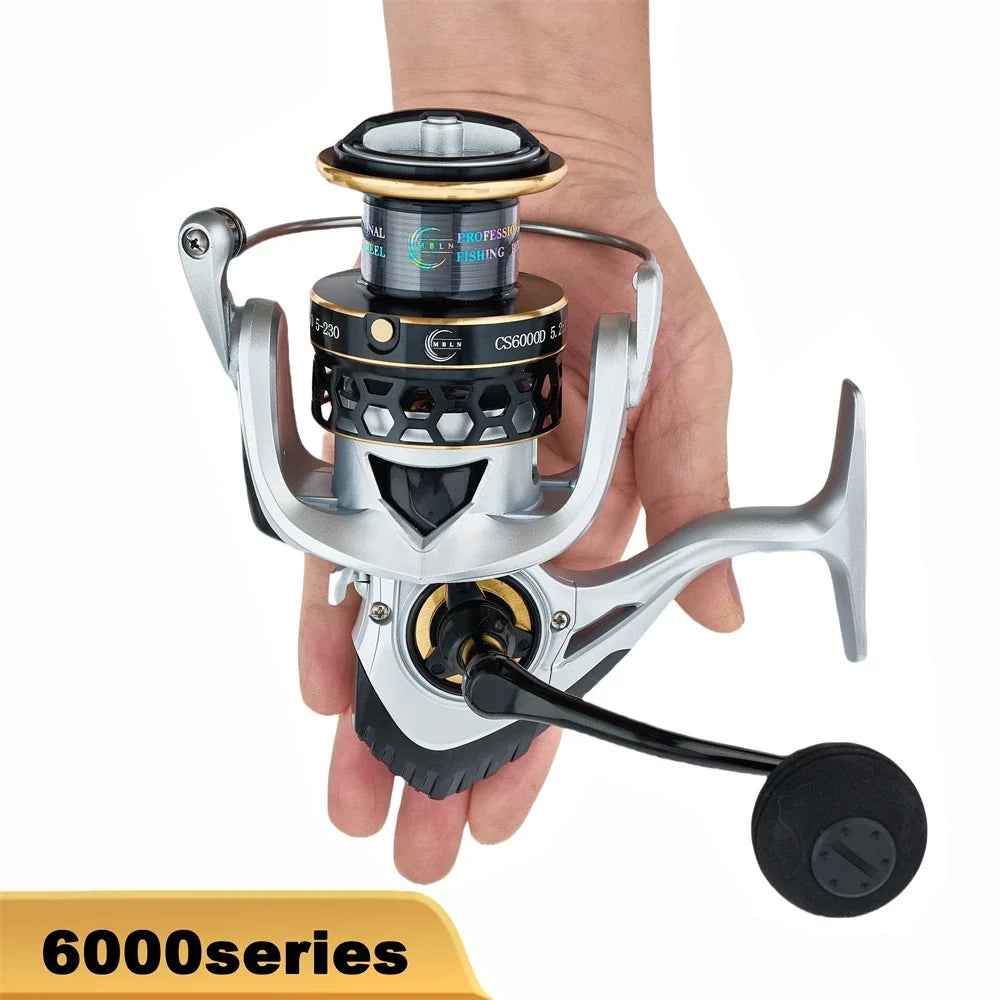 MBLN Heavy-Duty Spinning Reel | 25KG / 55LB Max Drag | Alloy Gear & Spool | CNC Metal Handle | Large Line Capacity