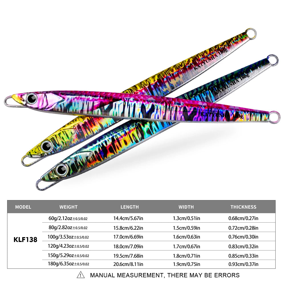 PROBEROS Slim Jig Set – 5 pcs Metal Jigs (60–180 g, Fast-Sinking Speed Design, No Hooks)