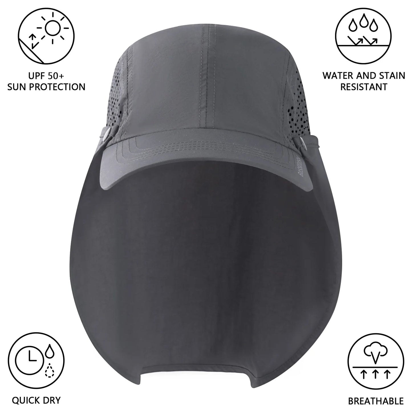 UPF 50+ Foldable Fishing Cap with Removable Neck Flap