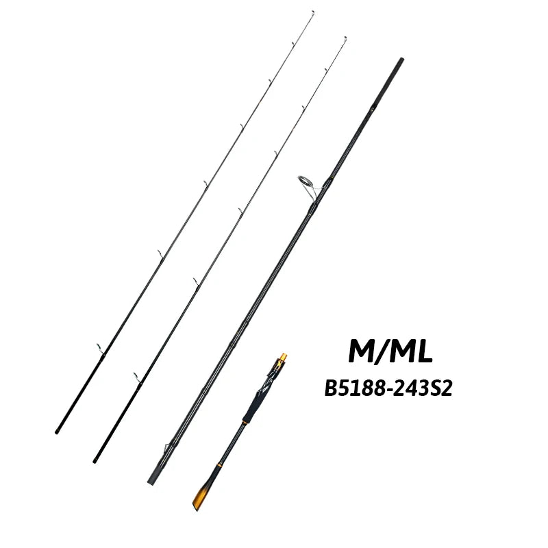 BIUTIFU 2-Tip Spinning &amp; Baitcasting Rod – T1000 Carbon, Fuji Guides (1.8–2.7 m)