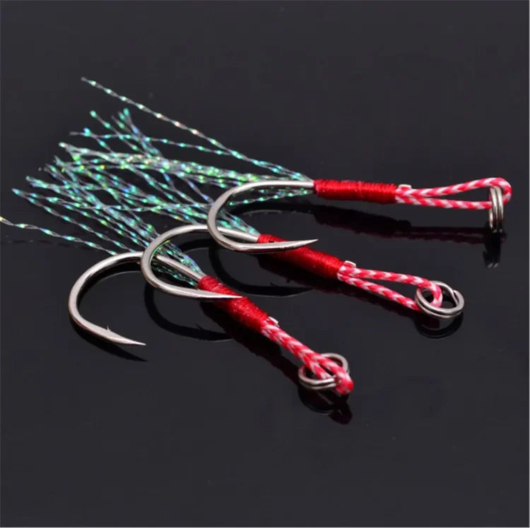 50–80 pcs Jigging Assist Hooks – Barbed Single Jig Hooks for Saltwater & Freshwater Fishing