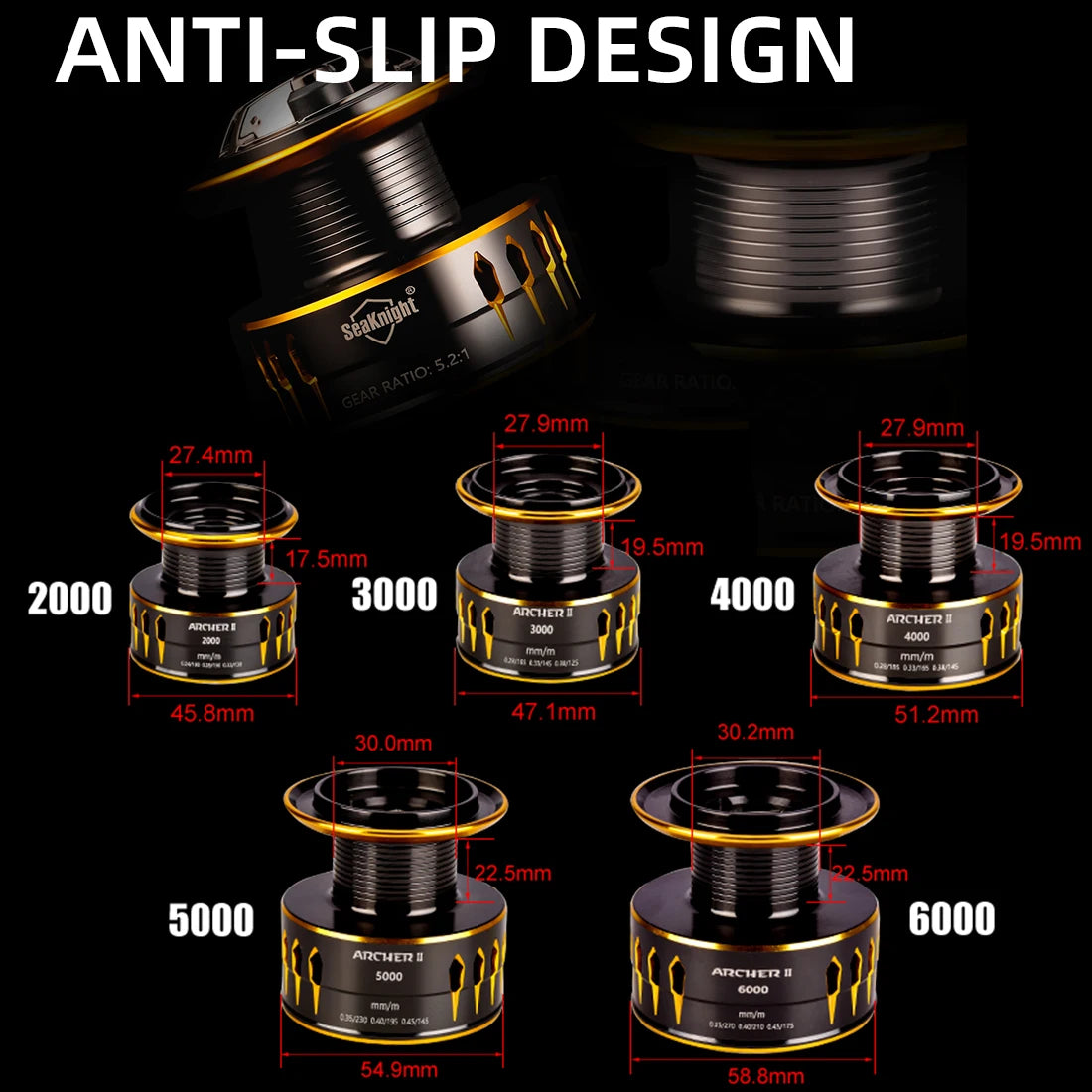 SeaKnight Archer II Spinning Reel – 8+1 Bearings, 2000–6000 Sizes, Smooth Carbon Drag System