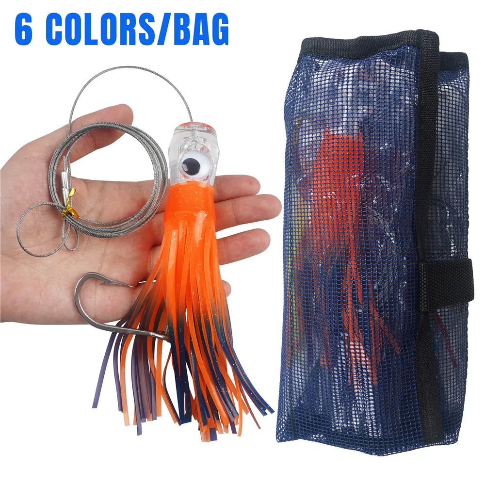 6pcs Big Game Trolling Skirts 6/9inch