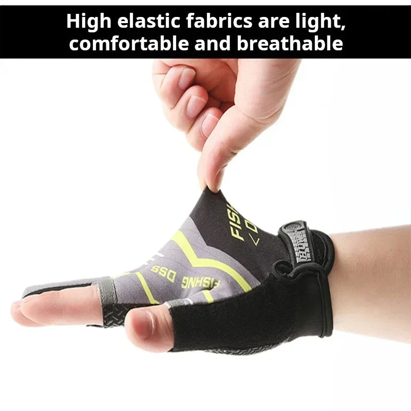 Men’s Summer Fishing Gloves | Ice-Silk Breathable Fabric | Anti-Slip | UV Protection | 3-Finger Cut Gloves