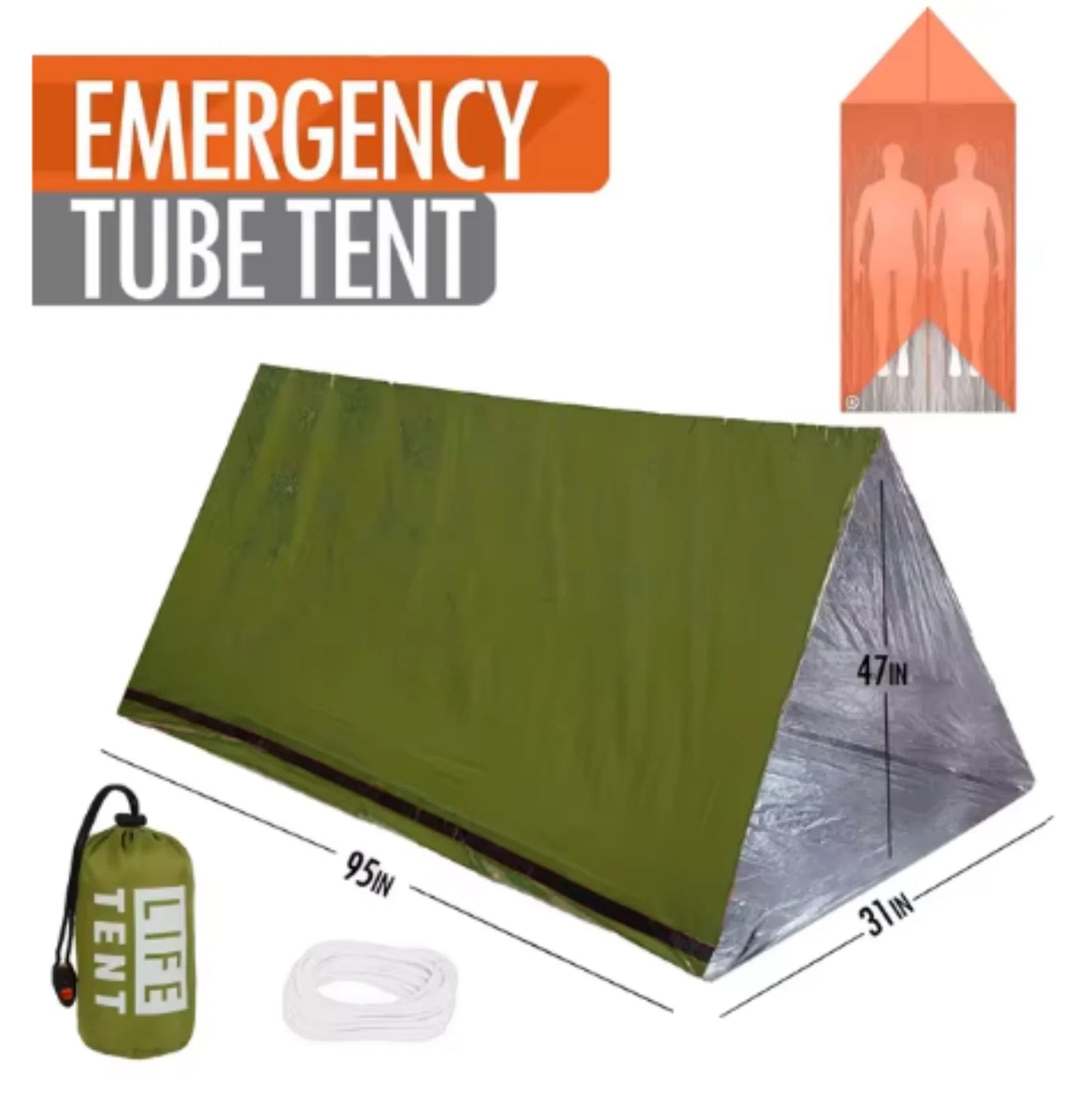 2-Person Emergency Waterproof Tent – Lightweight Survival Shelter for Camping, Hiking & Fishing Trips