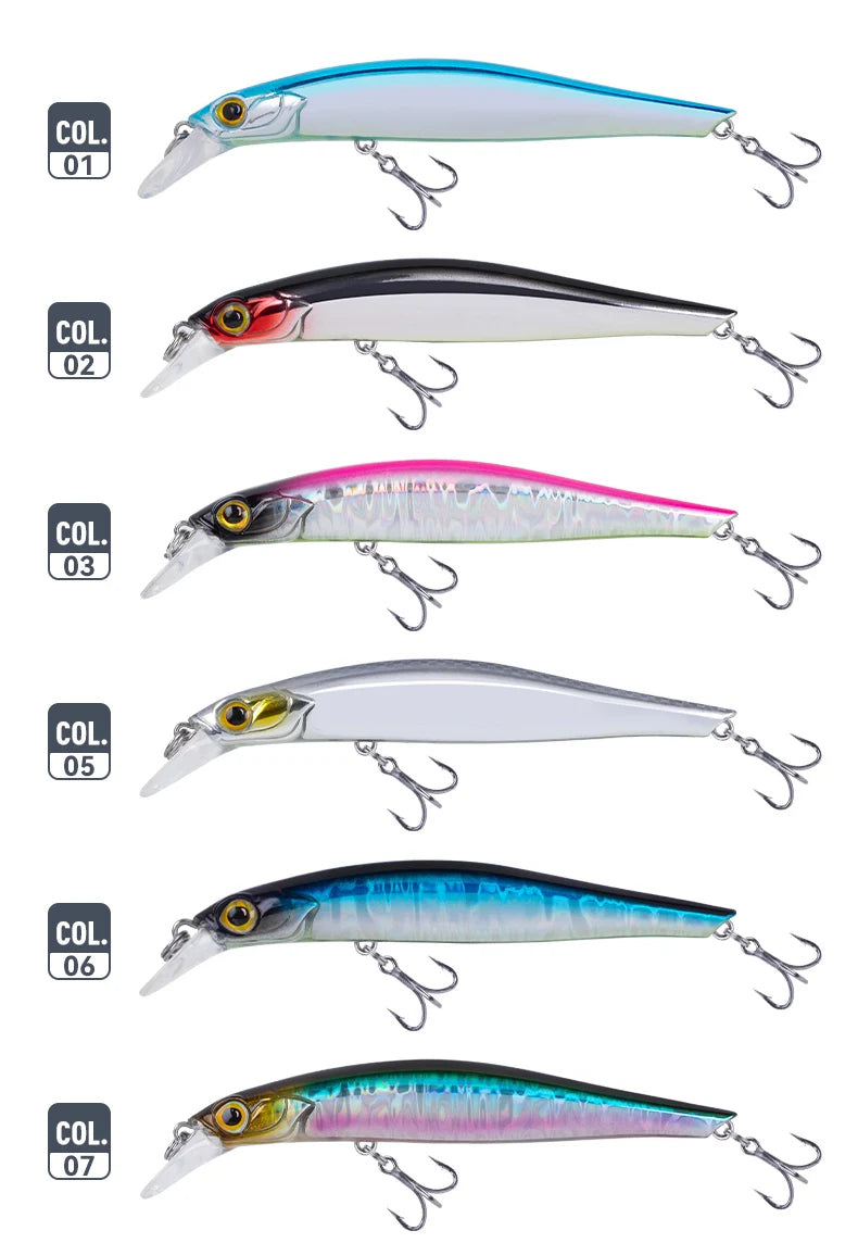 Sinking Minnow Lure – 60–105 mm (6–18.6 g) Multi-Colour Hardbody for Bream, Flathead & Tailor