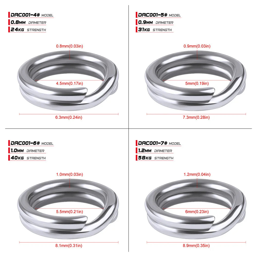 PROBEROS 30pcs Stainless Steel Fishing Split Rings Set