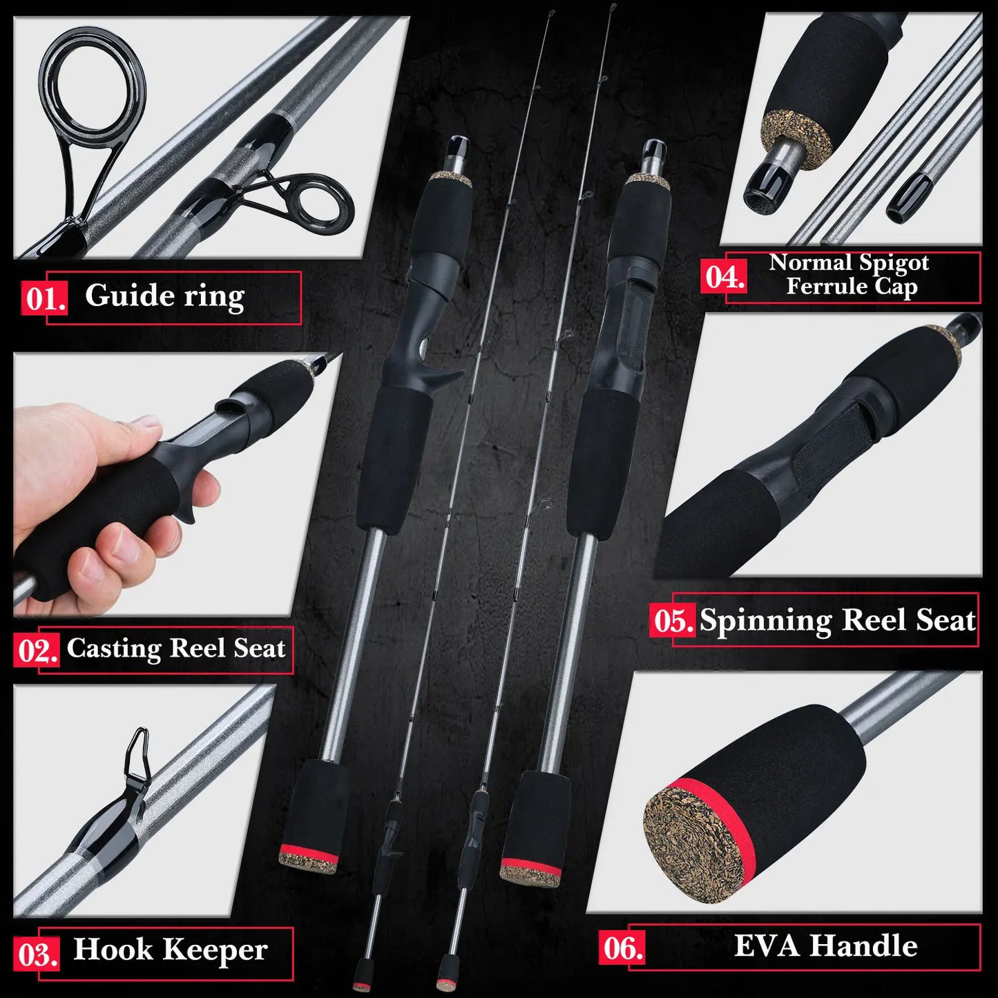 5-Section Travel Rod 1.8m Spinning/Casting