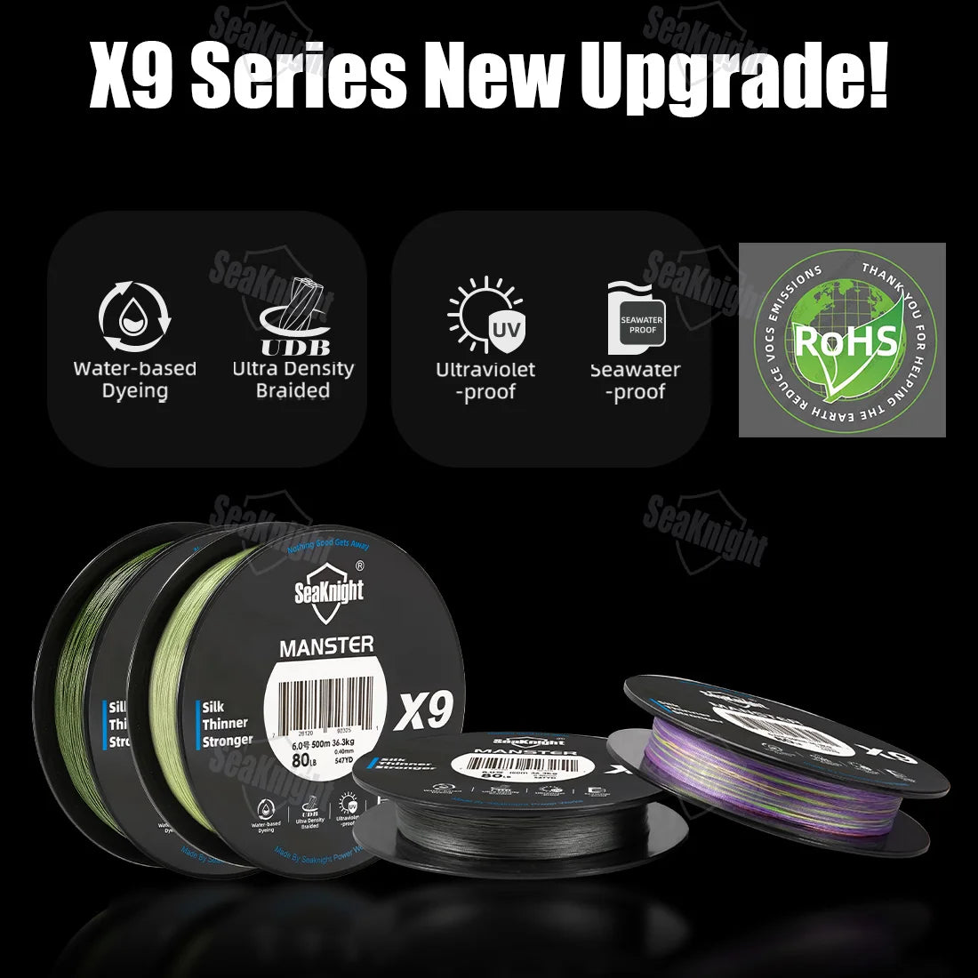 SeaKnight X9 PE Fishing Line | 300m / 500m | 9-Weave Braid | Si+ Coated | UV & Seawater Resistant