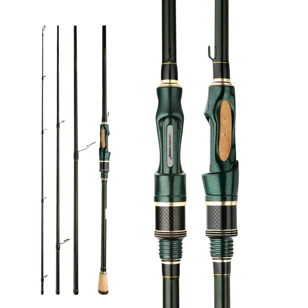 CEMREO Carbon Travel Fishing Rod – 1.8m / 2.1m / 2.4m (4–5 Section Spinning & Casting)