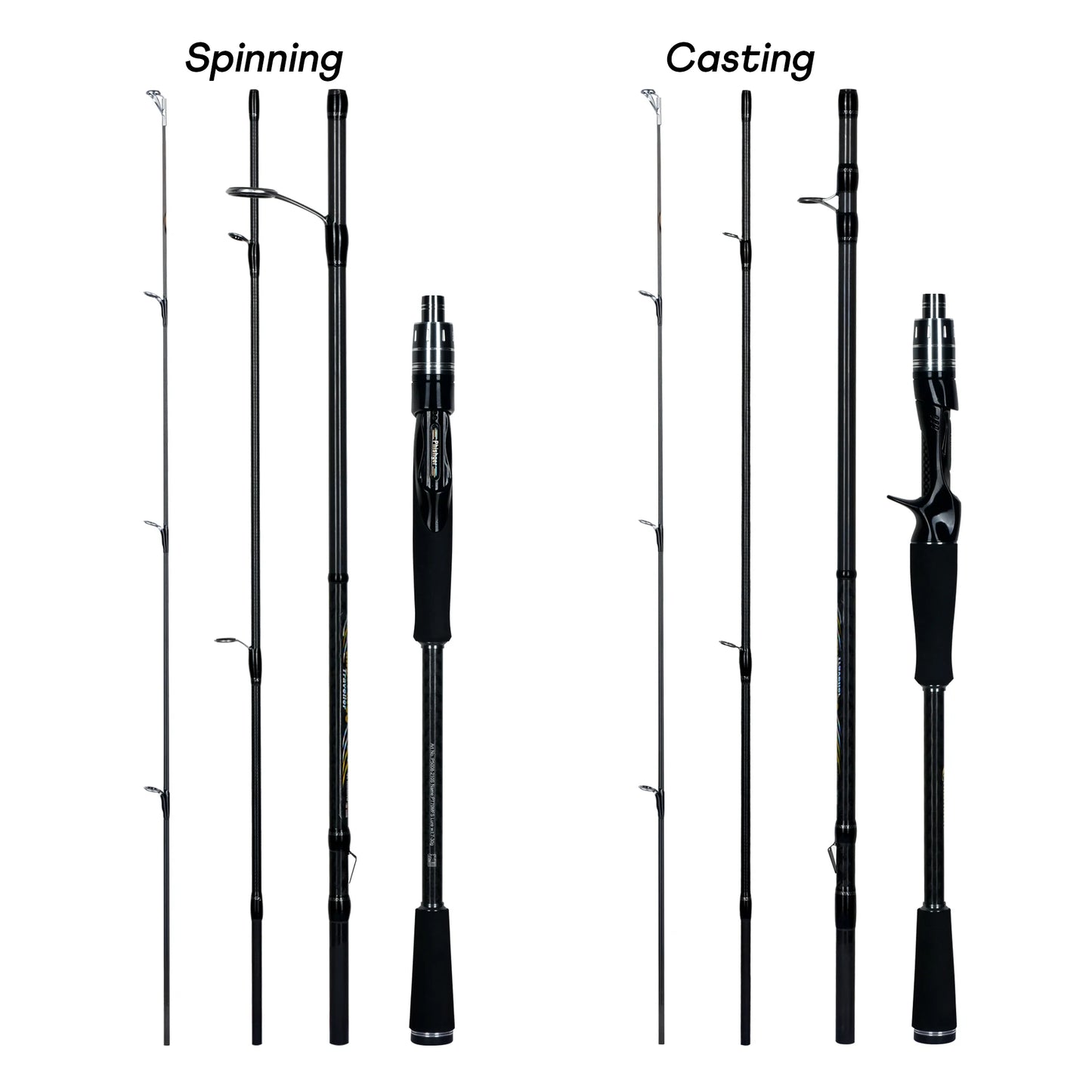 PHISHGER MAXIMUS Traveller Fishing Rod | 30T Carbon | Fuji Guides | Spinning & Baitcasting | 1.65m–3.0m Fast Action