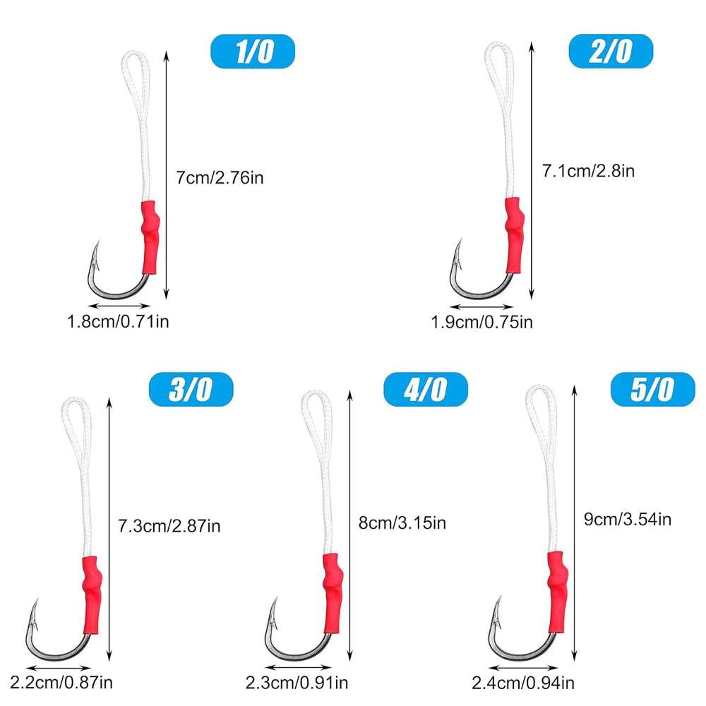 MEGA BULK 100Pcs Assist Hooks Stainless Steel 1/0-10/0