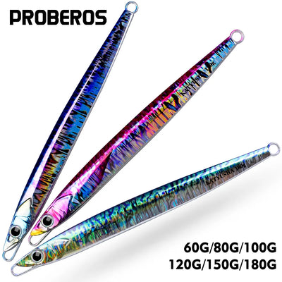 PROBEROS Slim Jig Set – 5 pcs Metal Jigs (60–180 g, Fast-Sinking Speed Design, No Hooks)