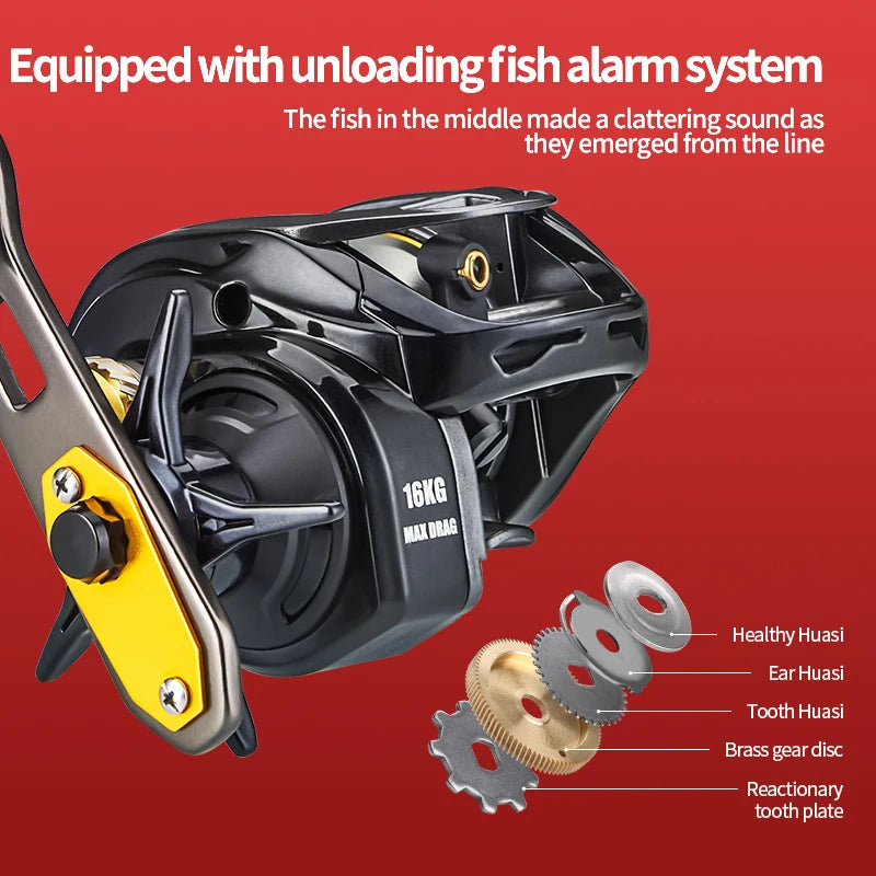 DEUKIO Baitcasting Reel | 7.2:1 High-Speed | 16KG Max Drag | Extended Power Handle | Freshwater & Saltwater