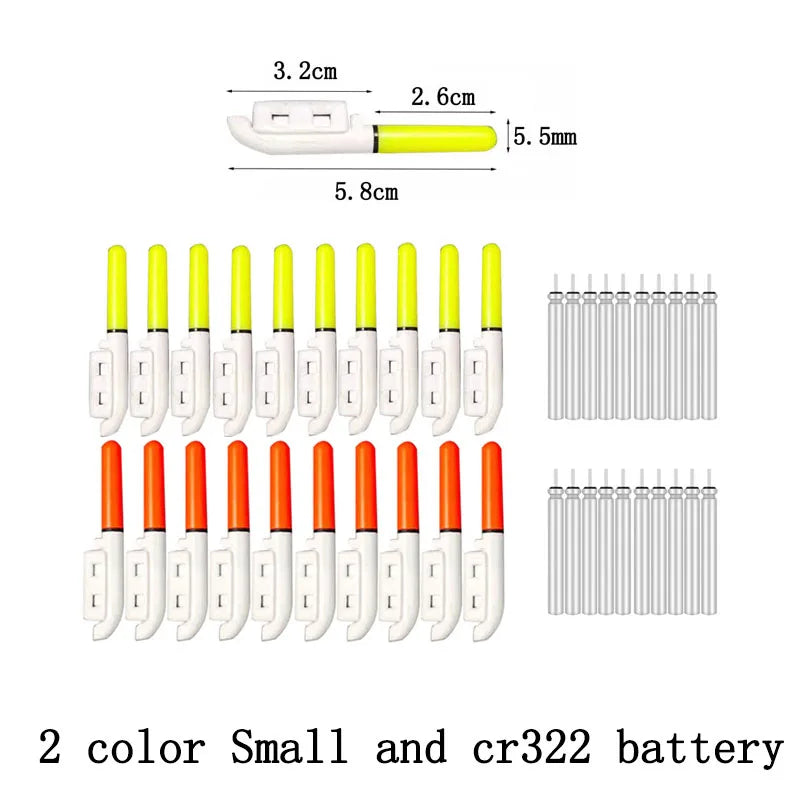 LED Fishing Light Sticks (20 Pack) | Includes Batteries | CR322/CR425 | Waterproof Clip-On Night Glow Lamps