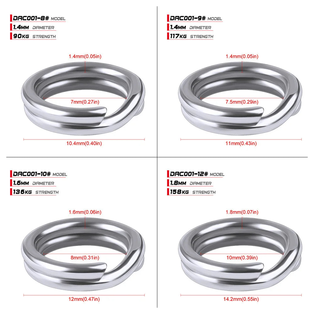 PROBEROS 30pcs Stainless Steel Fishing Split Rings Set