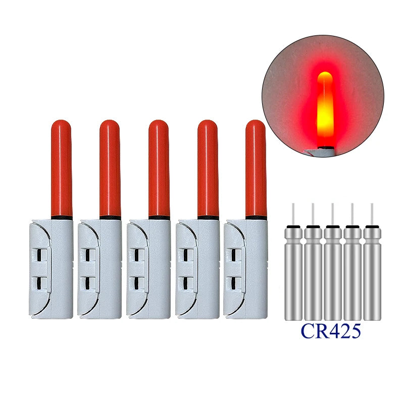 Electronic Fishing Glow Sticks (5-Pack) | Includes 5× CR425 Batteries | Waterproof LED Bite Indicators