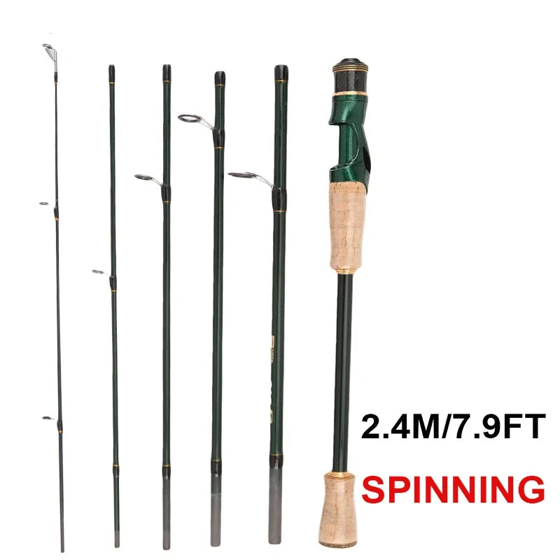 Carbon Travel Lure Rod | 2.1m / 2.4m | 6-Piece | Solid Tip | Ultralight Spinning & Casting Rod