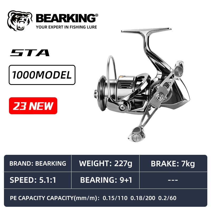 BEARKING 9+1 Stainless-Bearing Spinning Reel – 5.5:1 Gear Ratio, 7 kg Max Drag