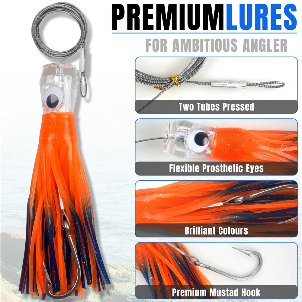 6pcs Big Game Trolling Skirts 6/9inch
