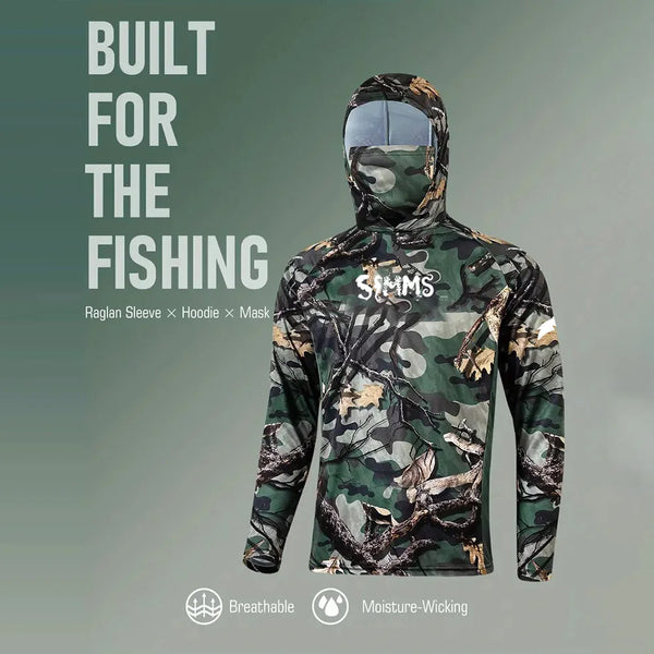 Simms Men’s Hooded Fishing Shirt | UPF 50+ Sun Protection | Moisture-Wicking | Quick-Dry Outdoor Performance Top