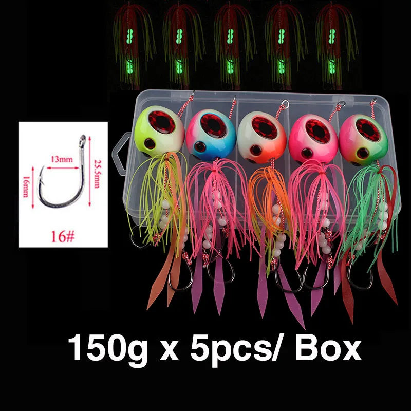 5-Piece Tai Kabura Slider Jig Set – 60–200 g Saltwater Bottom Fishing Lures