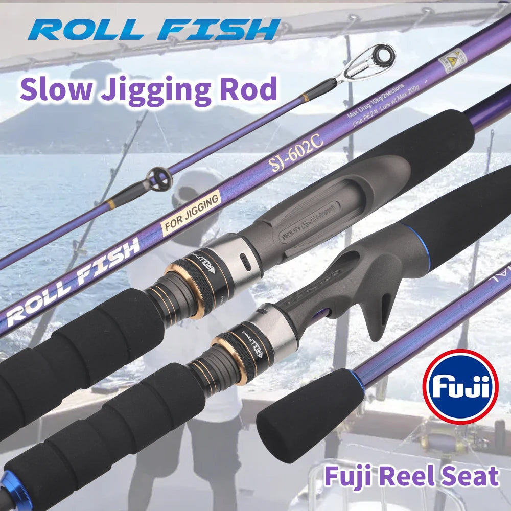 ROLLFISH Carbon Slow Jigging Rod | Fuji Reel Seat | Ergonomic Handle | Saltwater & Deep-Sea Ready