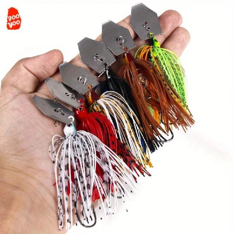 Weedless Chatterbait Lure Set (6-Pack) | 10cm / 11g | Bladed Sequin Spinner | Bionic Fishing Baits